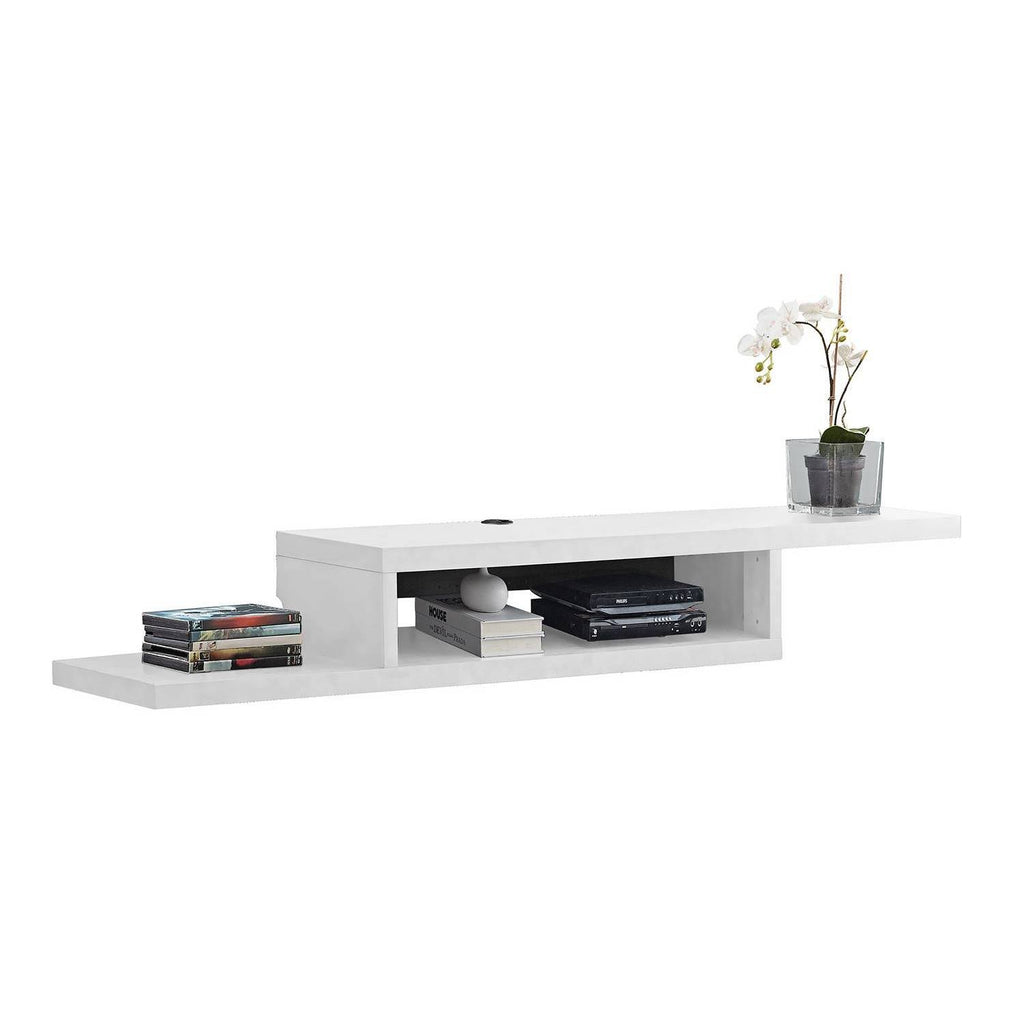 White Wall Mounted Wood Media Console Y773