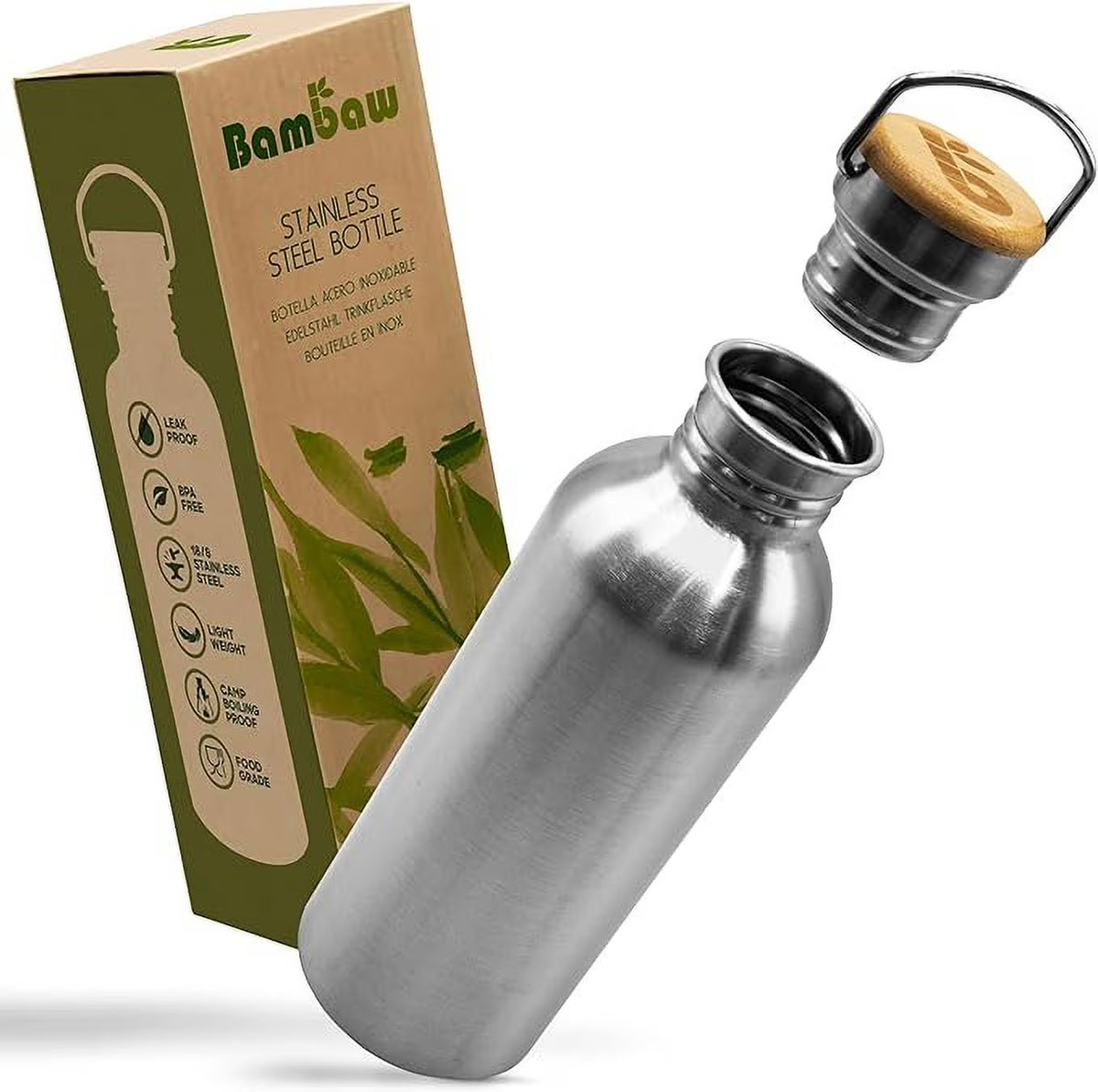 32 oz Single Wall Stainless Steel Water Bottle W45187