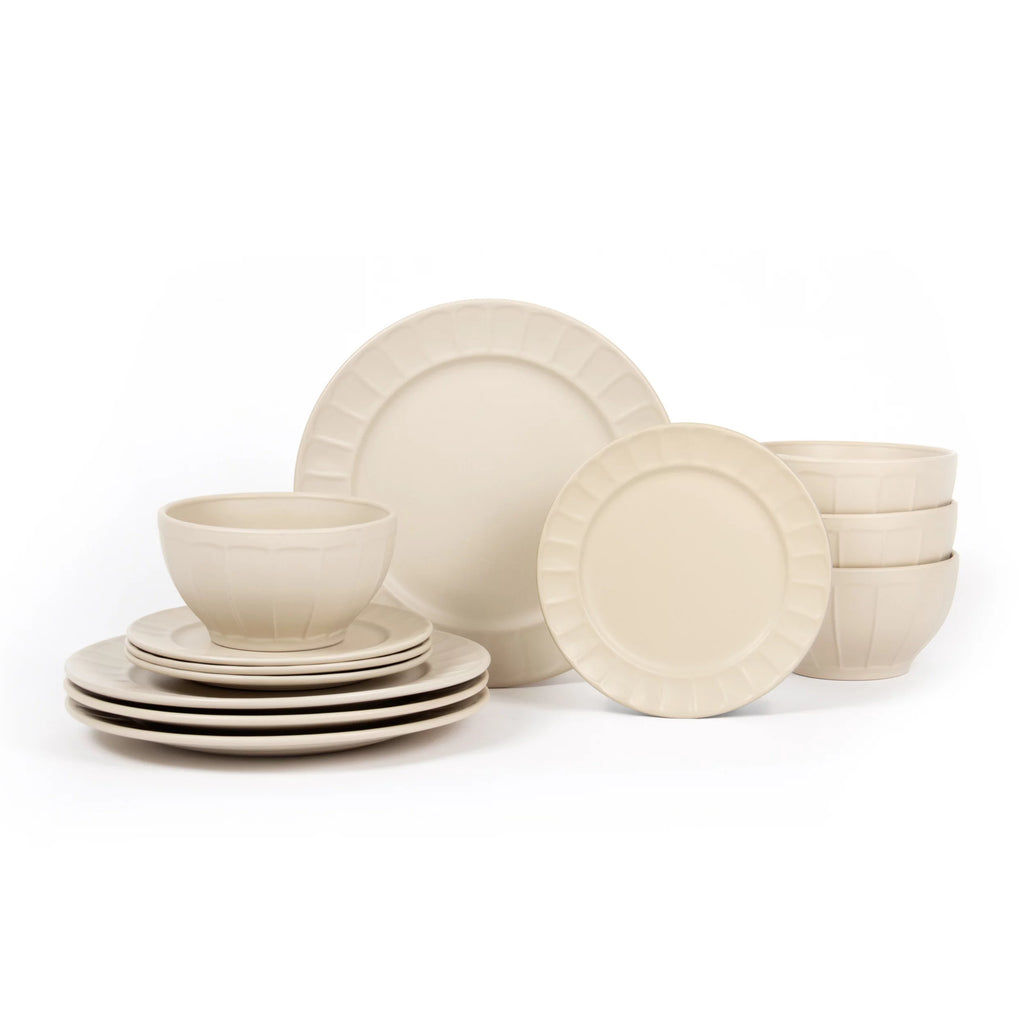 Stoneware Dinnerware Set, 12-piece, Parchment J8381
