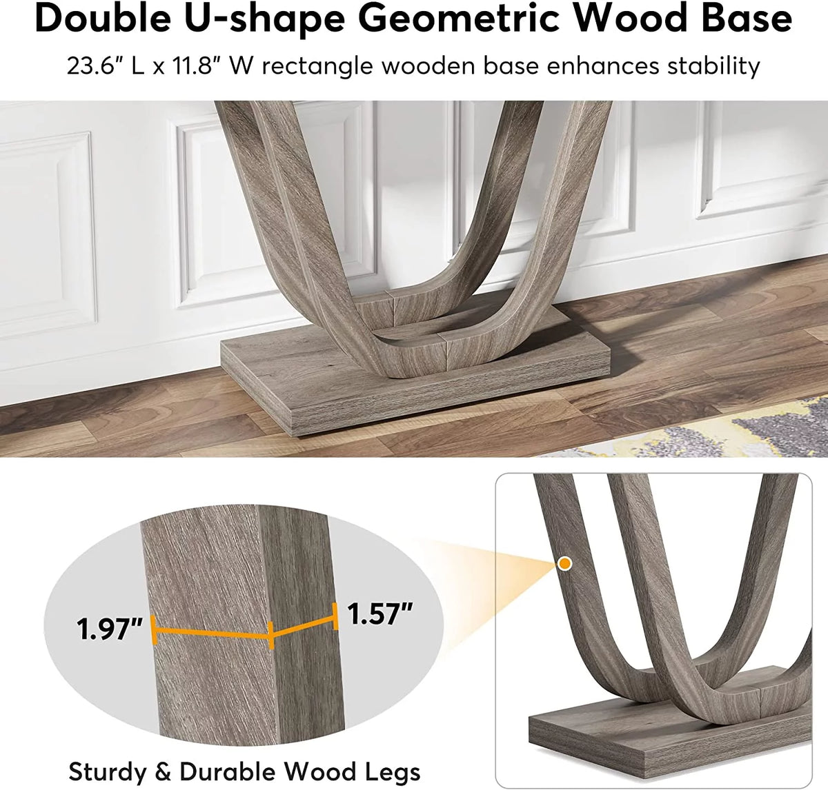 55-inch Grey Wood Rustic Console Table L342