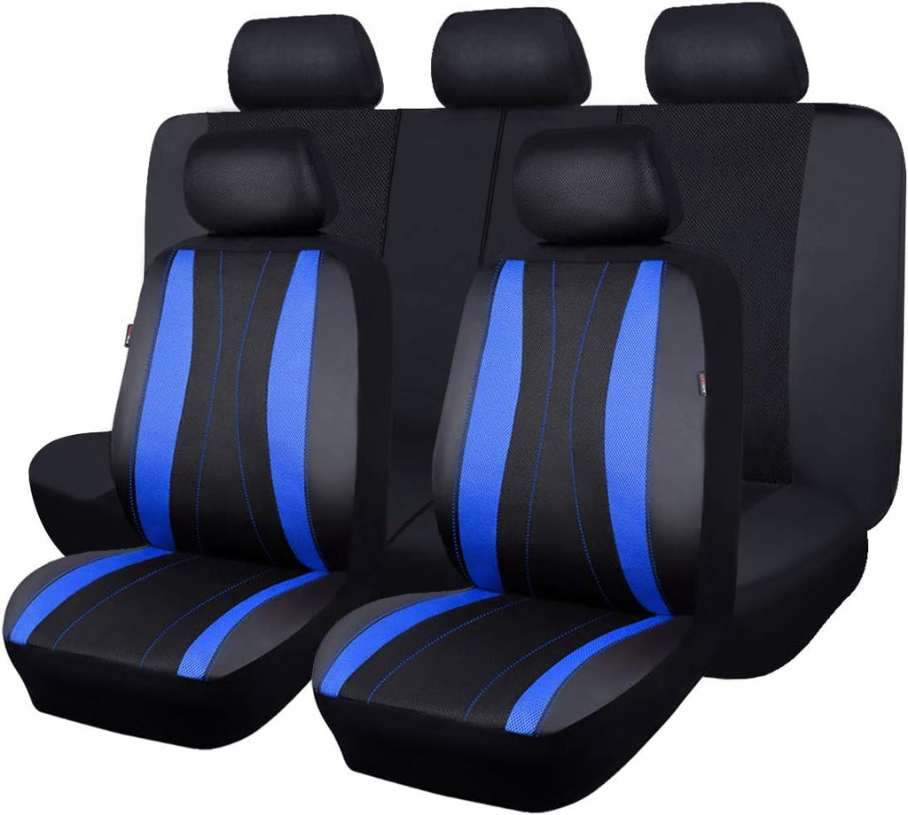 Faux Leather Mesh Car Seat Covers Full Set P436728