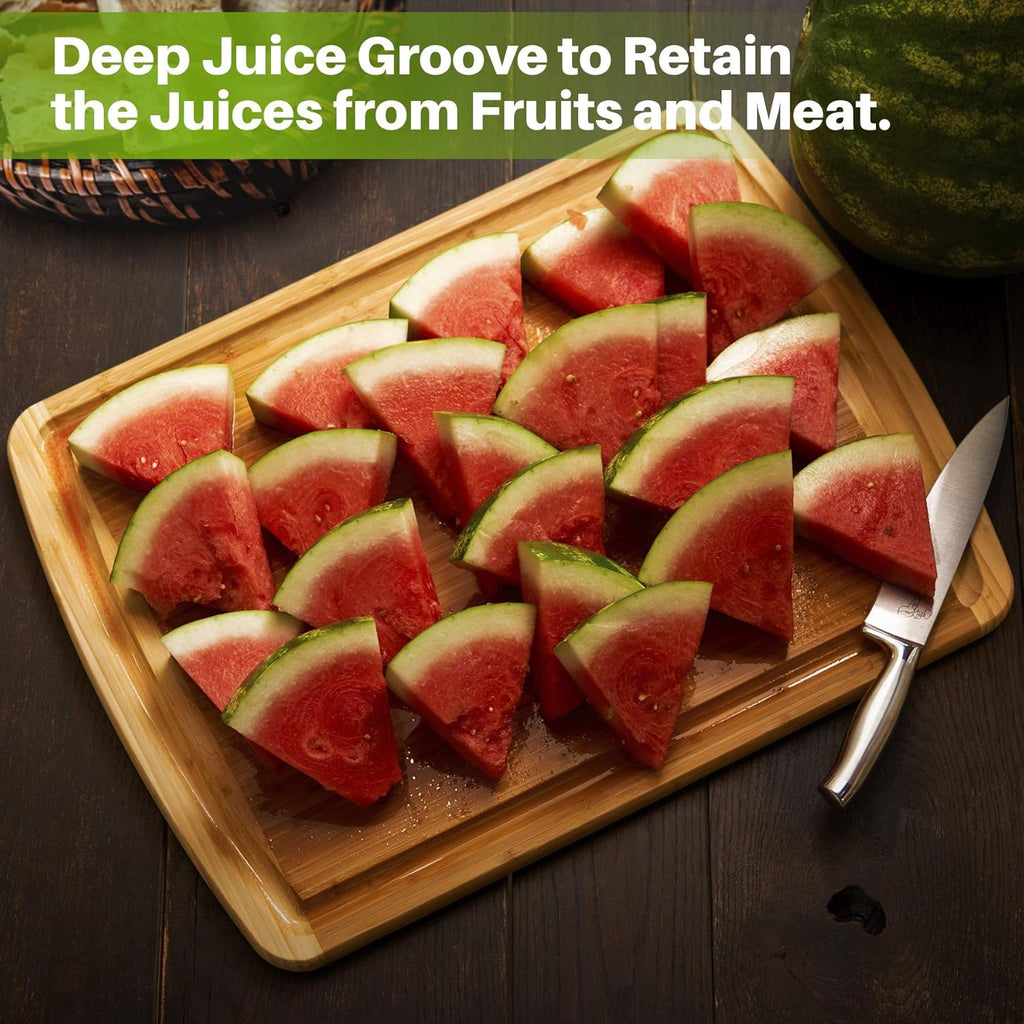 24 x 18 Inch XXL Bamboo Cutting Board with Handles, Juice Groove Pack of 2 X33931