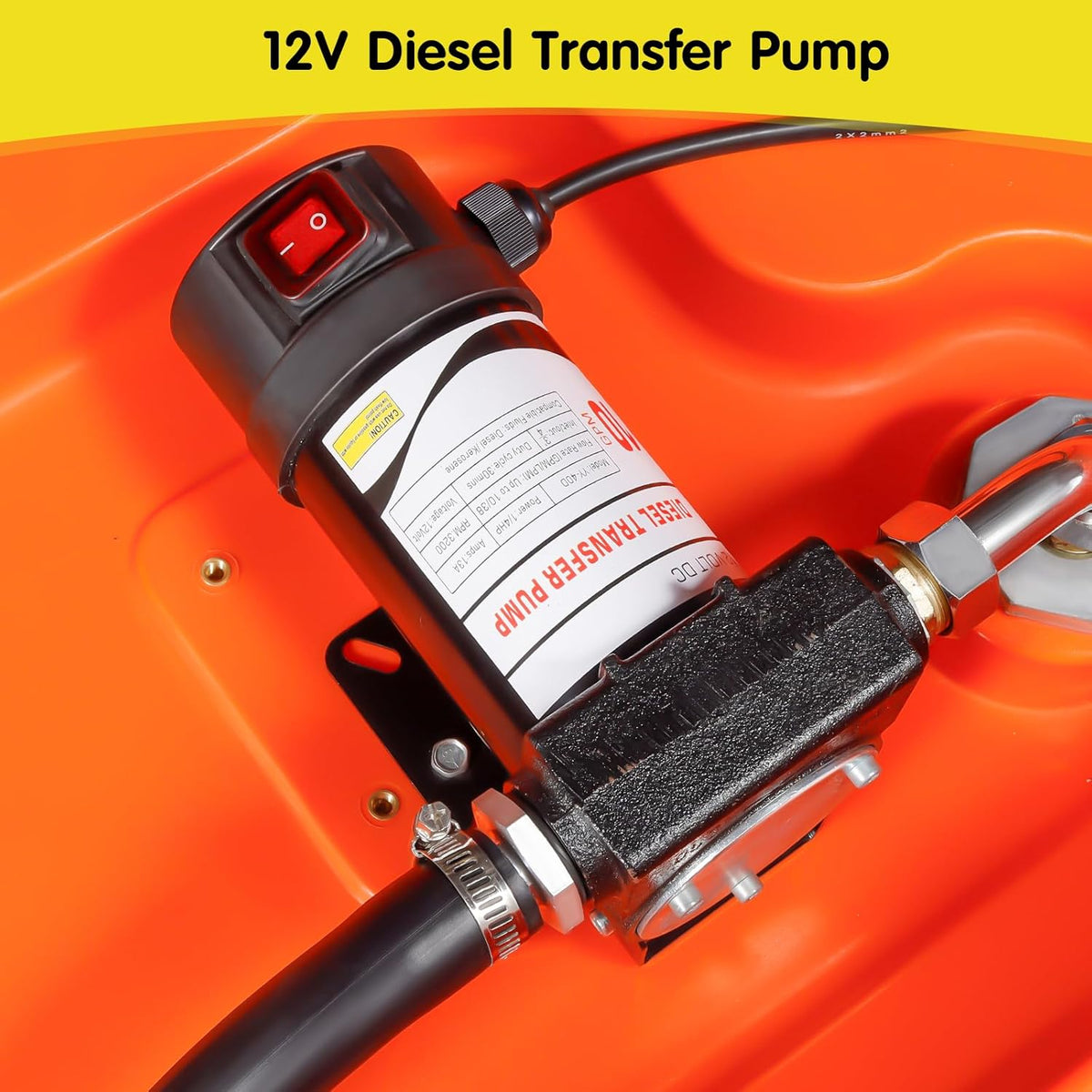 48 Gallon 10GPM Diesel Fuel Transfer Tank with 12V Electric Transfer Pump J989039