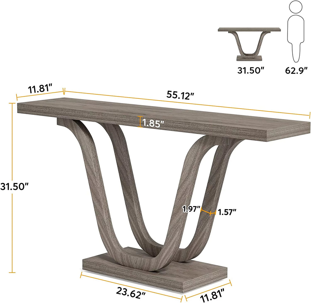 55-inch Grey Wood Rustic Console Table L342