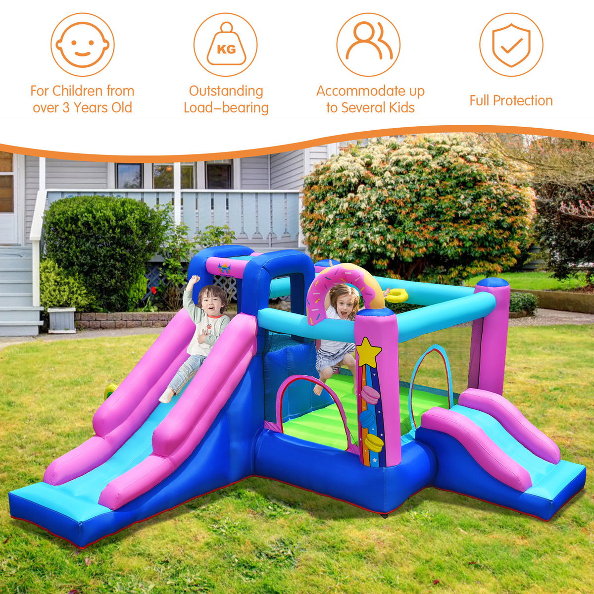 Inflatable Bounce Castle Dual Slides Jumping Bouncer F341790