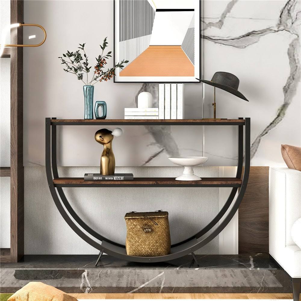 Black Distressed Wood Console Table C877
