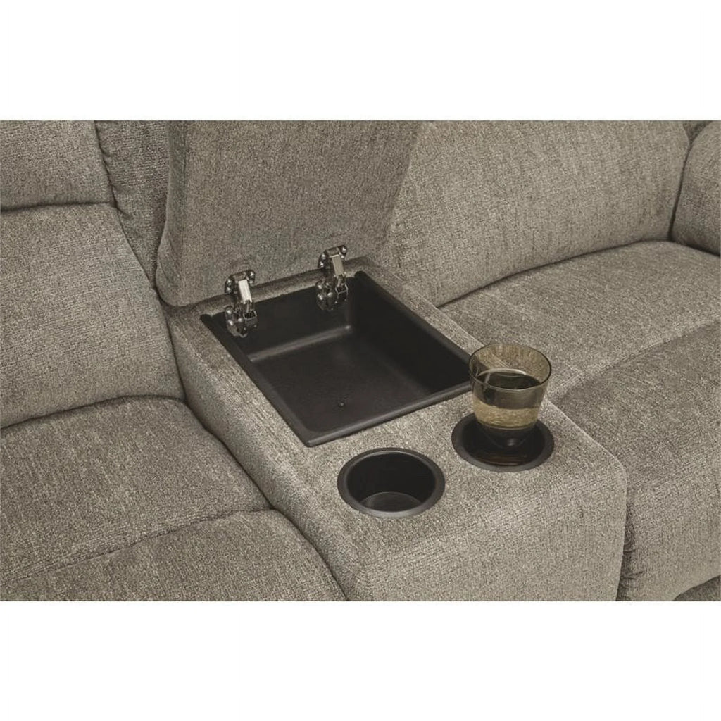 Contemporary Fabric Reclining Loveseat in Pewter W529