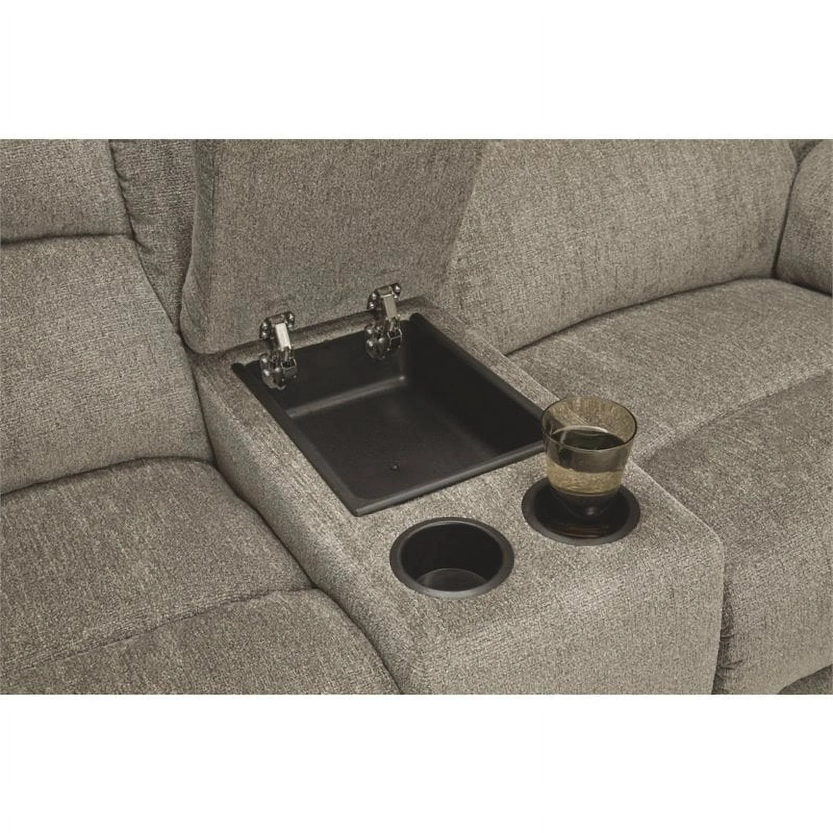 Contemporary Fabric Reclining Loveseat in Pewter W529