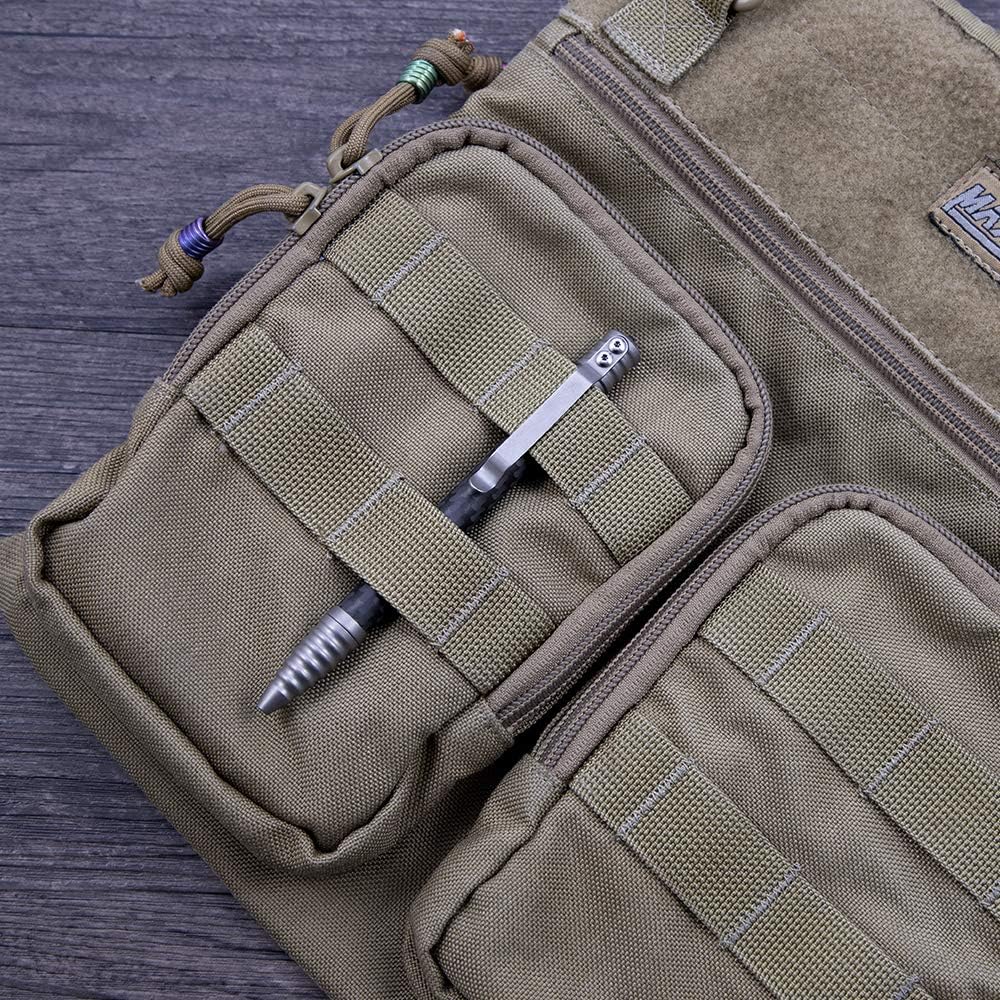 Titanium Tactical Pen with Glass Breaker Tool, Bolt Action Pen in Carbon Fiber barrel V270