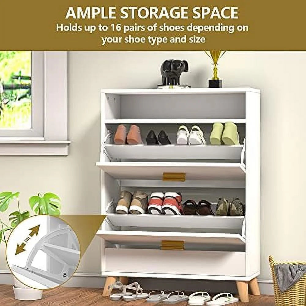 Free Standing Shoe Rack Cabinet with 3 Flip Drawers Q7875