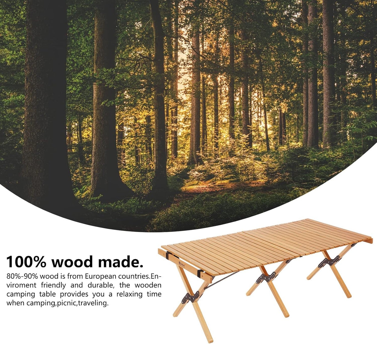 4ft Folding Wood Picnic Table with Carry Bag M3693