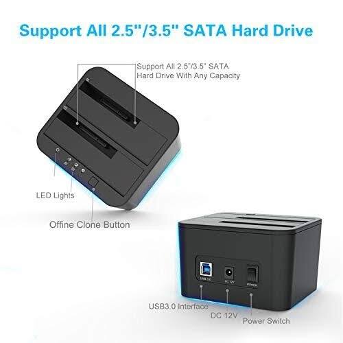 Hard Drive Docking Station, USB 3.0 SATA Dual Bay for 2.5 & 3.5 Inch HDD/SSD E816923