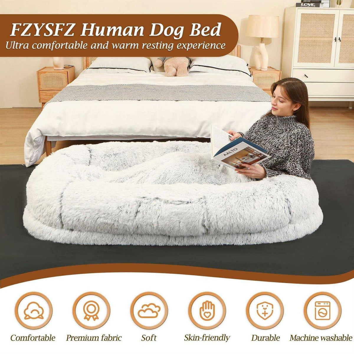 Orthopedic Washable Human Dog Bed Q30598