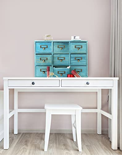 Blue Wooden 9 Drawer Desk Drawer Organizer S5320