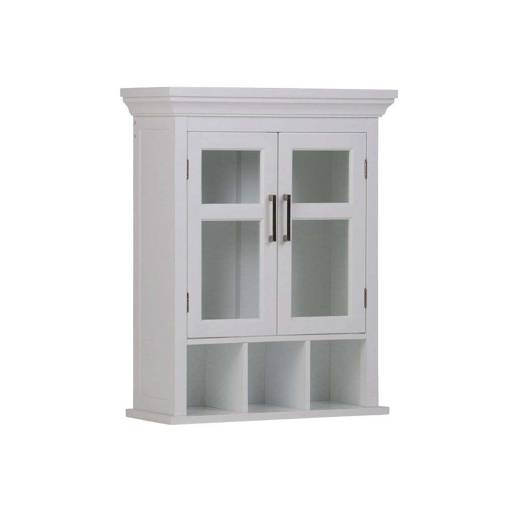 White Two Door Wall Cabinet with Cubbies L1177