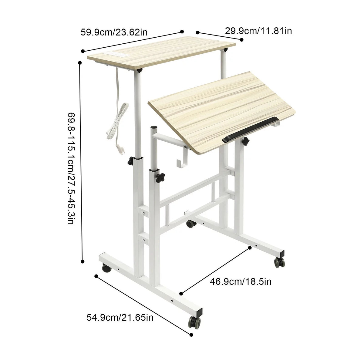 115cm Height Adjustable Rolling Laptop Desk O214995