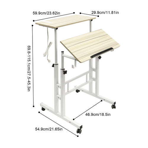 115cm Height Adjustable Rolling Laptop Desk O214995