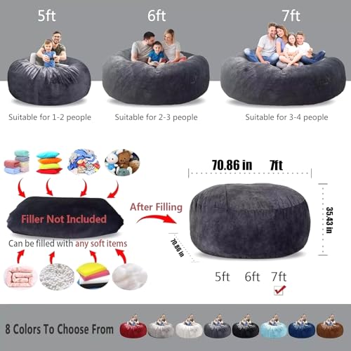 Light Grey 6FT Oversize Bean Bag Chair Cover M18628