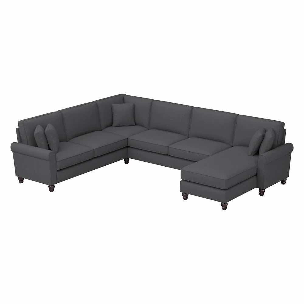 Charcoal Gray Herringbone U Shaped Couch with Chaise W793