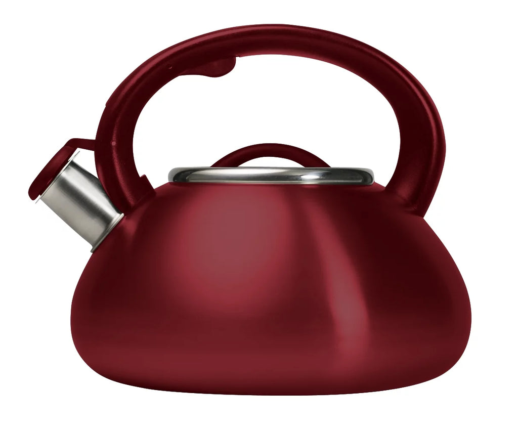Stainless Steel Whistling Kettle, 2.5 Quarts, Matte Red Q834