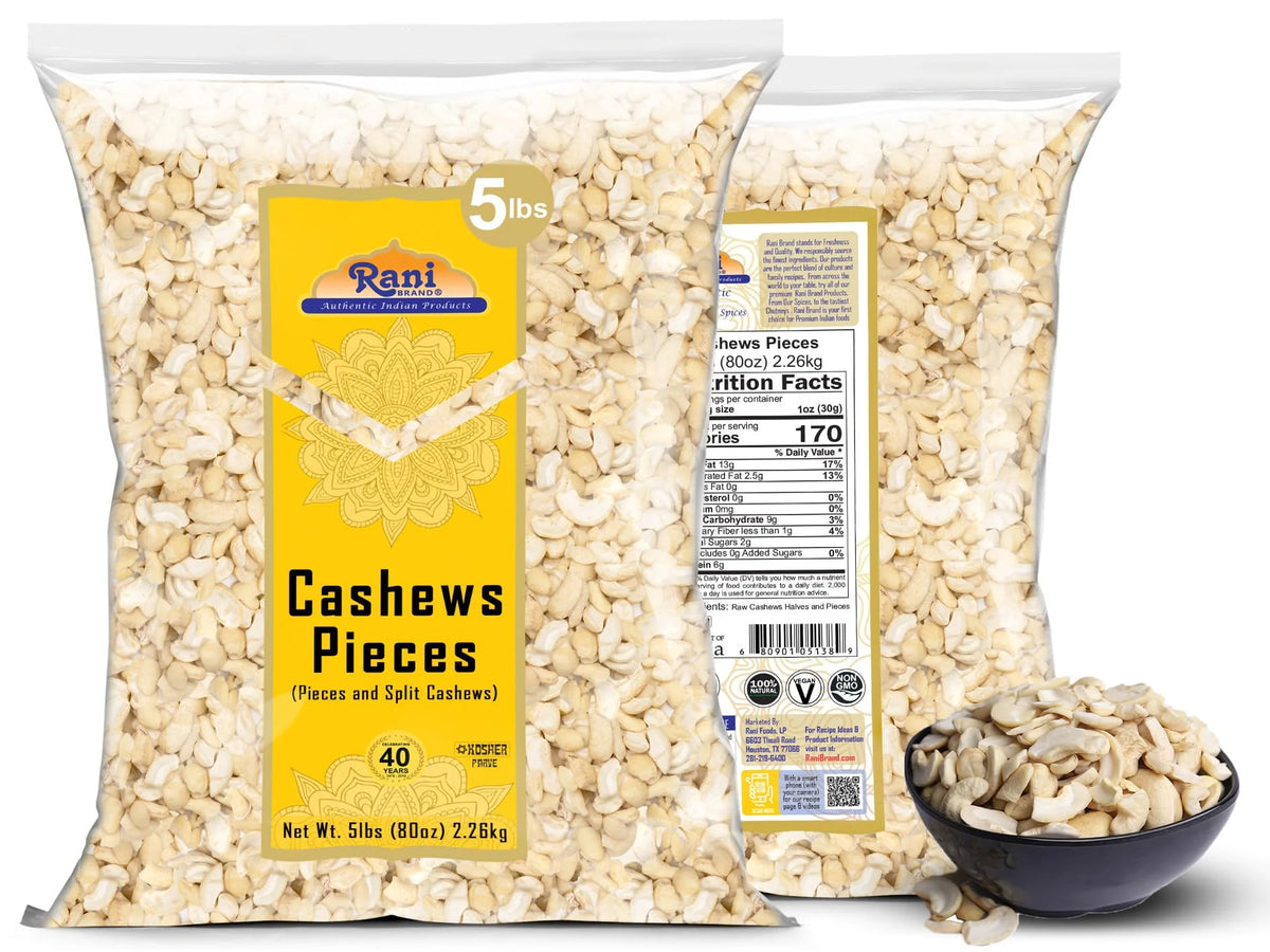 Raw Cashews Halves and Pieces 80oz Unsalted N95442