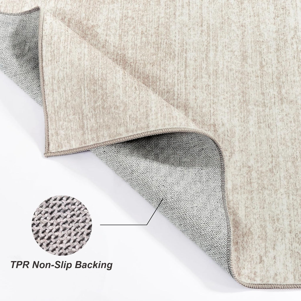 Washable 5x7 Beige Area Rug E498