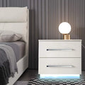 Light Yellow 2 Drawer High Gloss Nightstand G9992