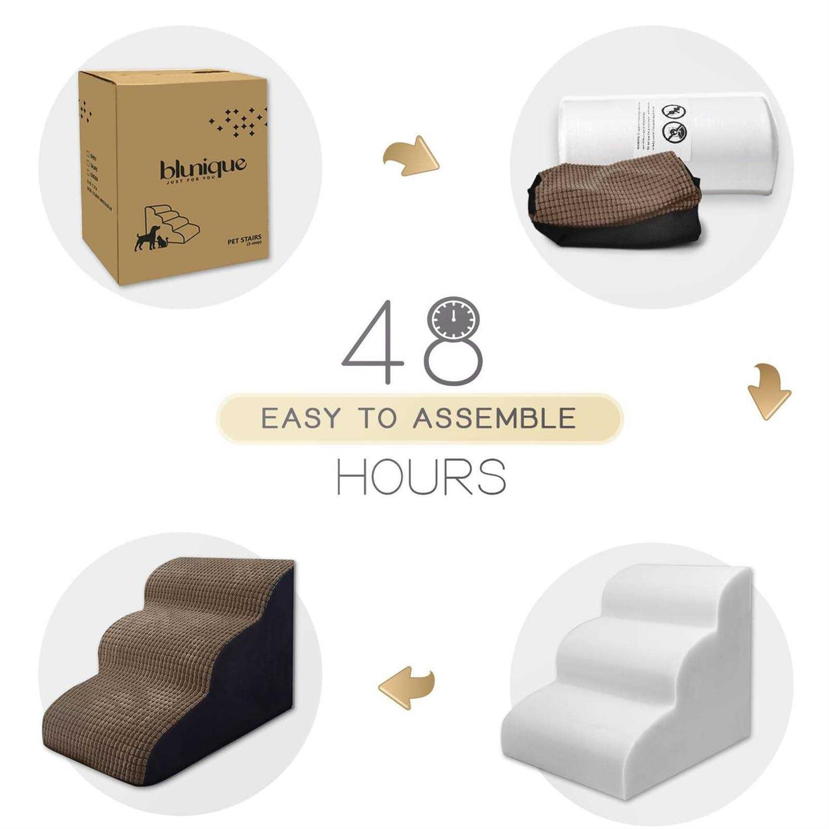 4-Step Corduroy Non-Slip High Density Foam Dog Steps Y487