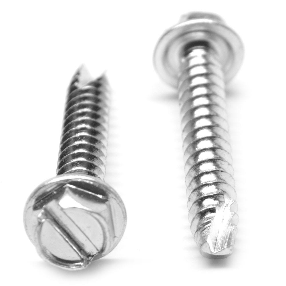 #6-20 x 1/4 Thread Cutting Screw Slotted Hex Washer Head Low Carbon Steel Zinc Plated Q157