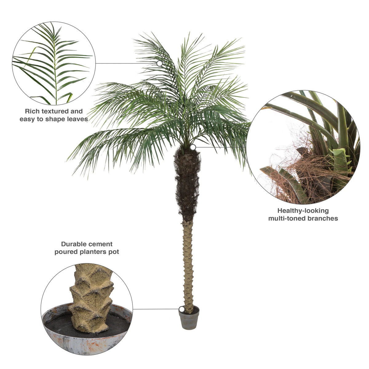 7' Artificial Potted Phoenix Palm Tree W471