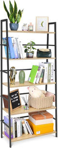 5-Tier Industrial Bookshelf with Metal Frame L280