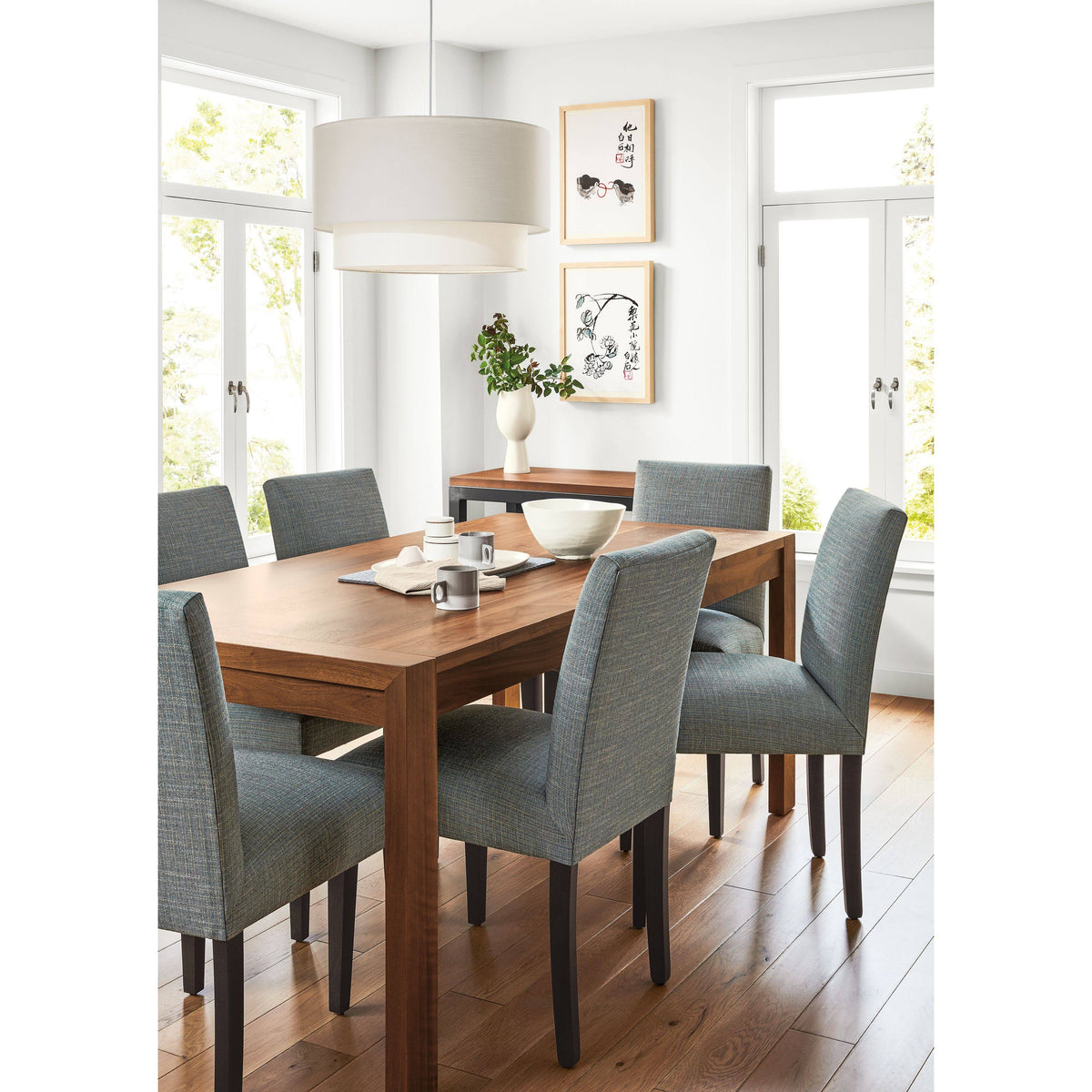 Modern Side Chair in Flint Cement Grey Fabric B4357