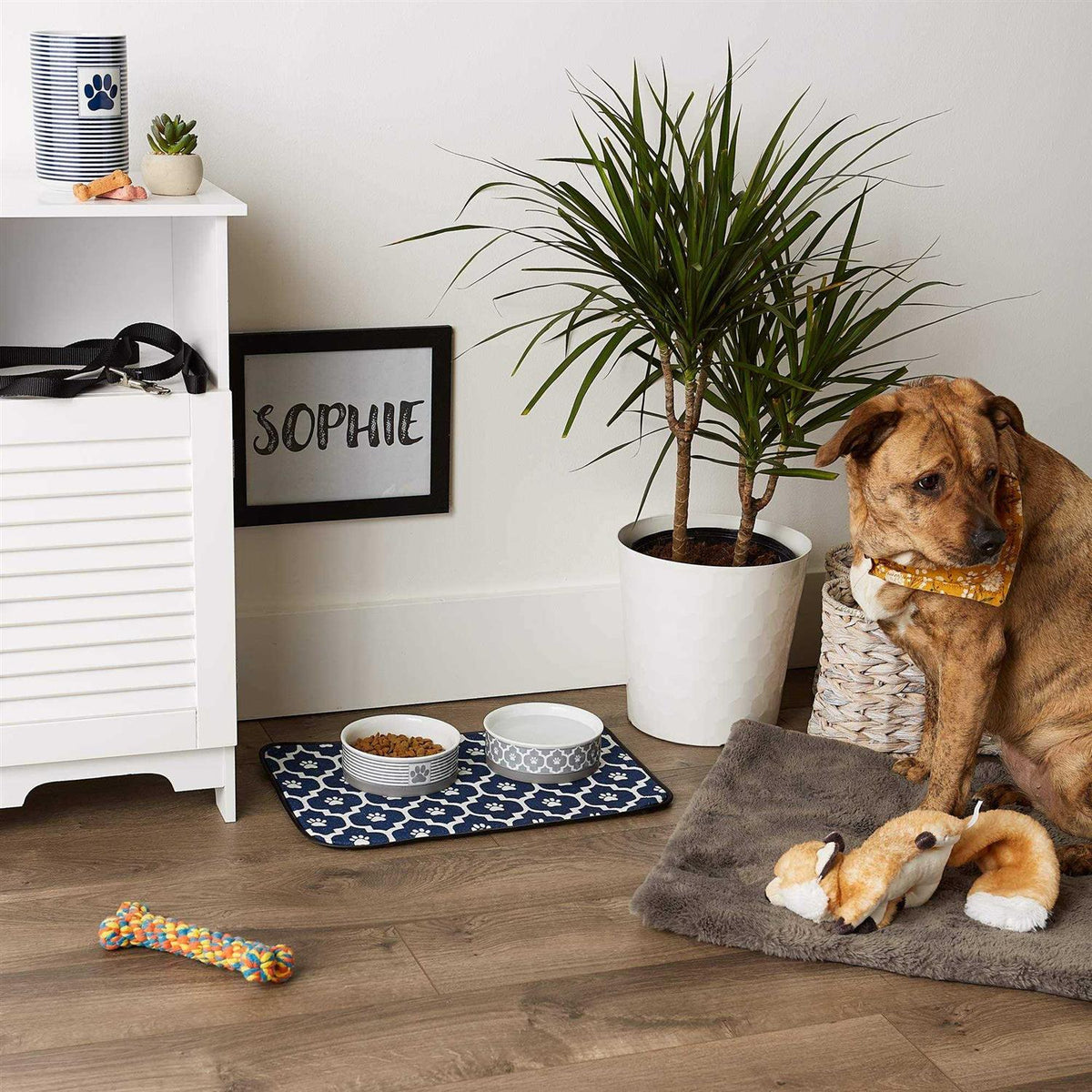 Off White Lattice Paw Pet Mat O920
