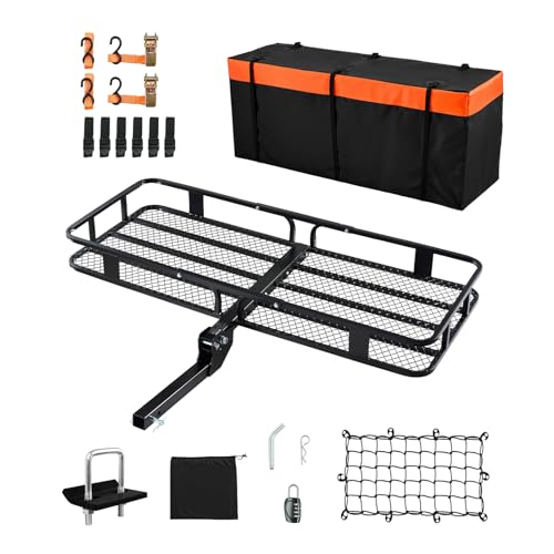 Folding Hitch Carrier 500lb Capacity Cargo Basket Waterproof Bag Z998