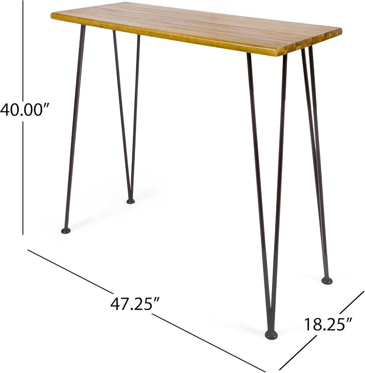 Teak Finish Acacia Wood Bar Table with Iron Frame P539