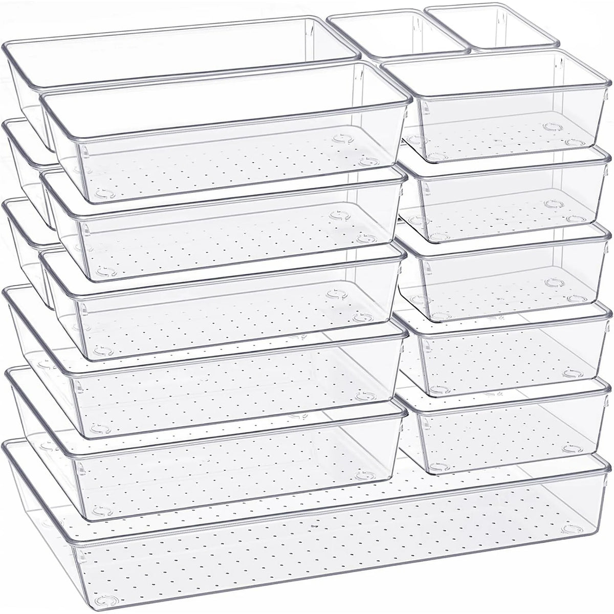 14 PCS Clear Plastic Drawer Organizer Set W229176