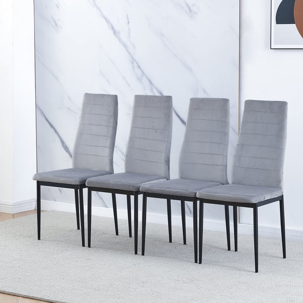 Set of 4 Gray Velvet Upholstered Dining Chairs P701556