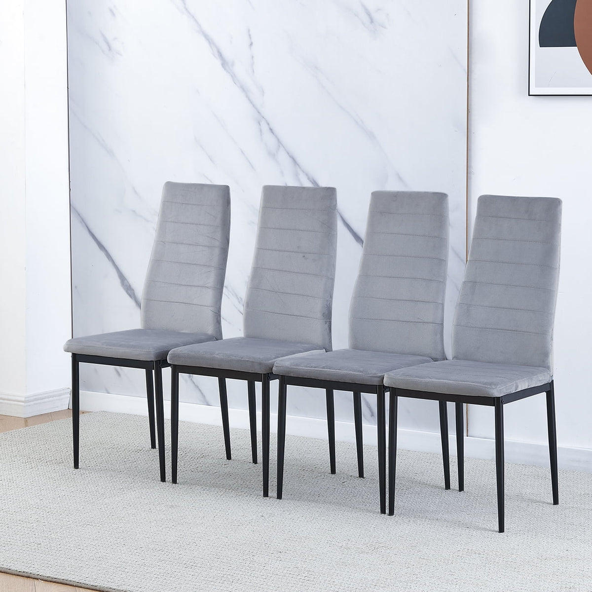 Set of 4 Gray Velvet Upholstered Dining Chairs P701556