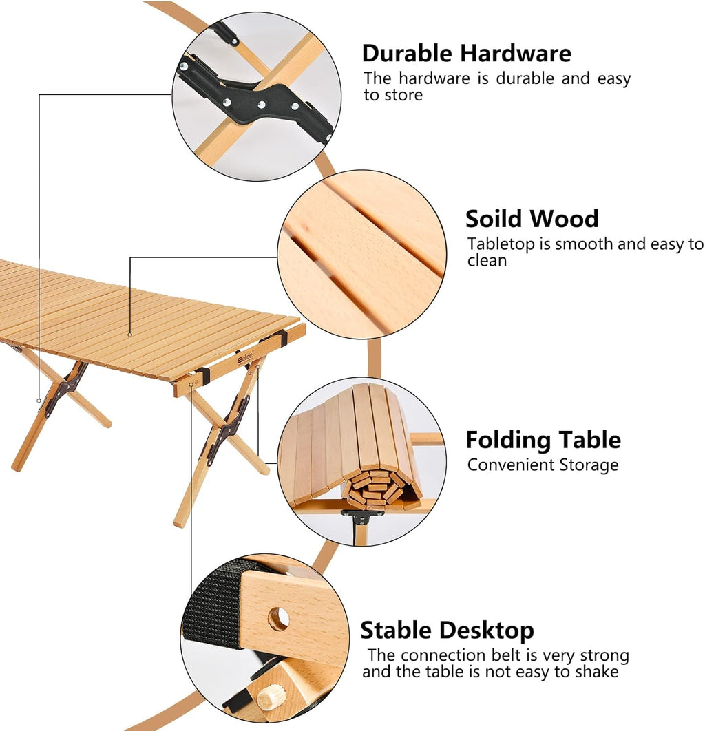 4ft Folding Wood Picnic Table with Carry Bag M3693