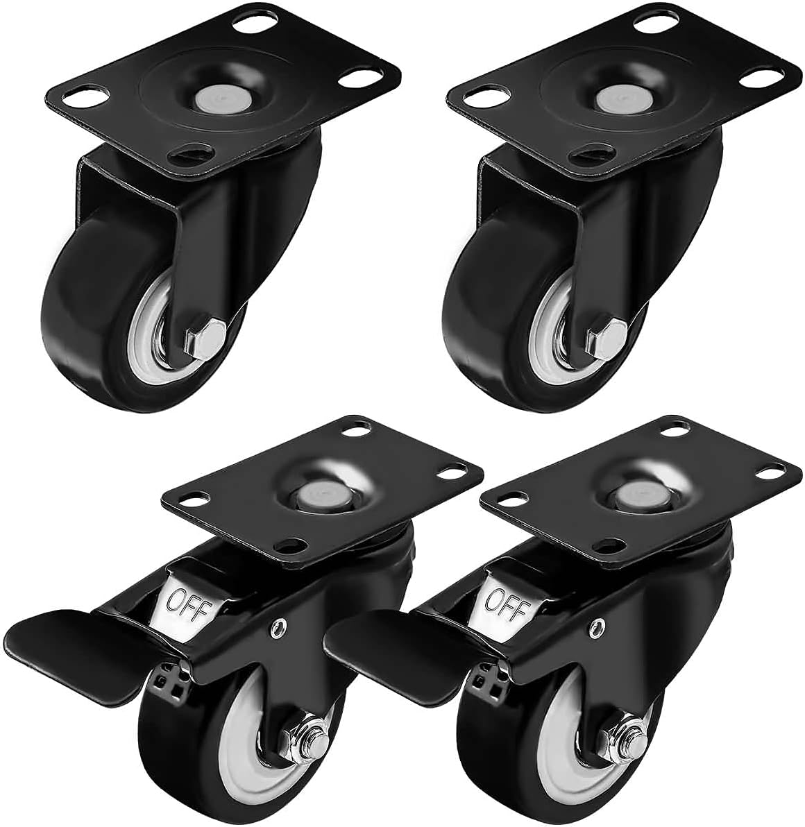 Black Swivel Caster Wheels Heavy Duty Pack of 4 A287710