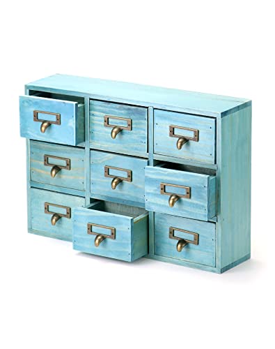 Blue Wooden 9 Drawer Desk Drawer Organizer S5320