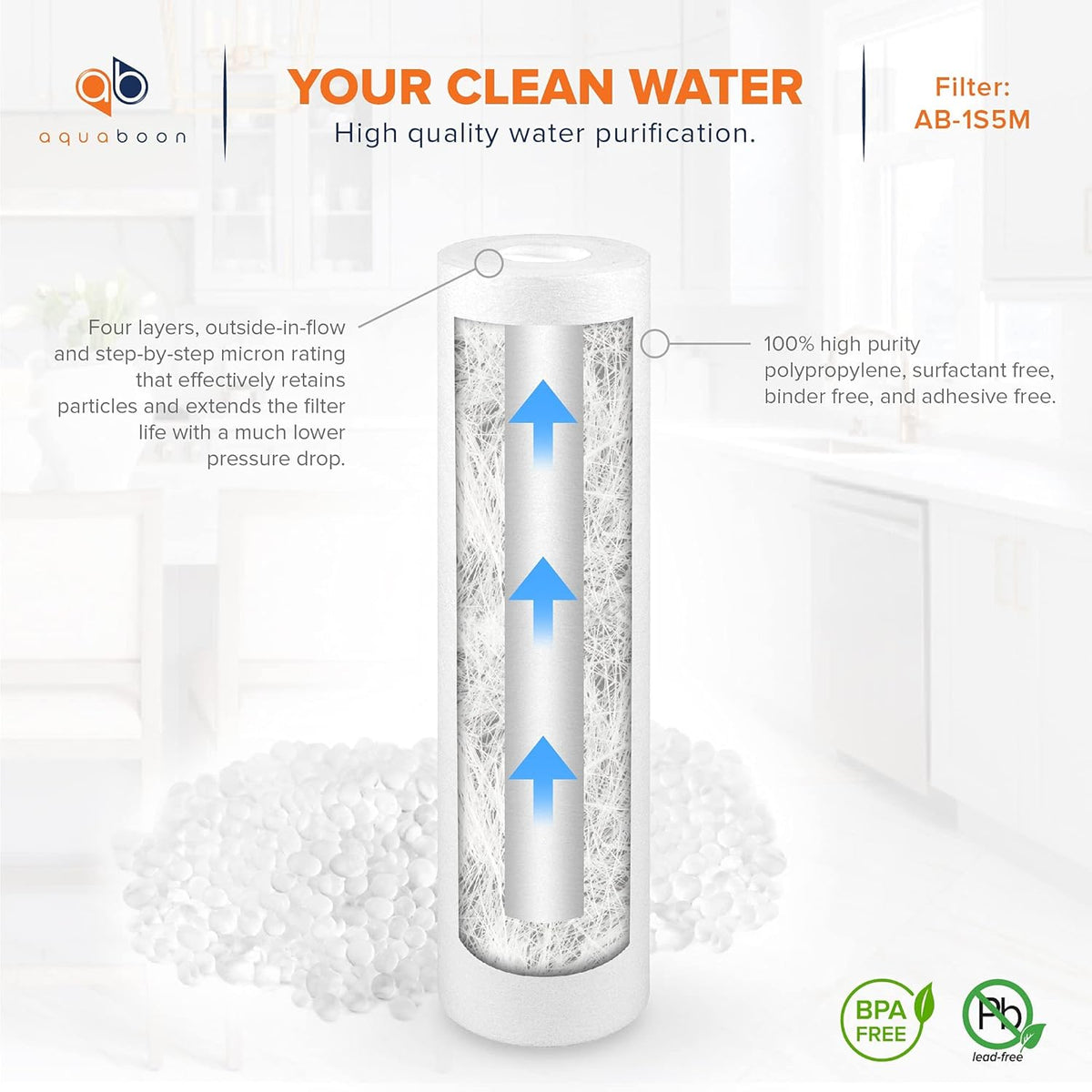 5 Micron 10 Sediment Water Filter Replacement Cartridge R5575