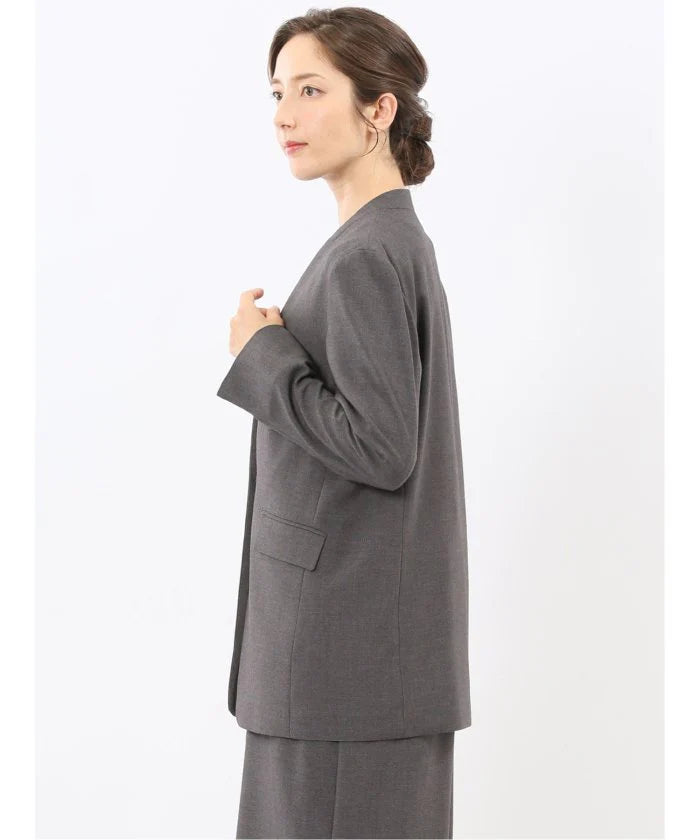 Stretch Washable Woolish No Collar Jacket L8867