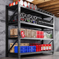 79" W Heavy Duty Metal Storage Shelves, 4 Tier, Black N223