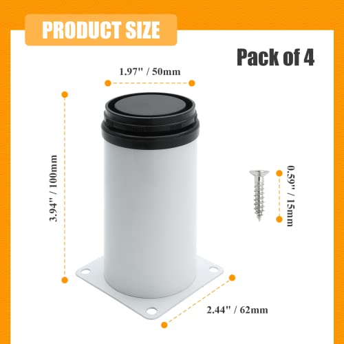 Pack of 4 White Adjustable Stainless Steel Furniture Leg H25676