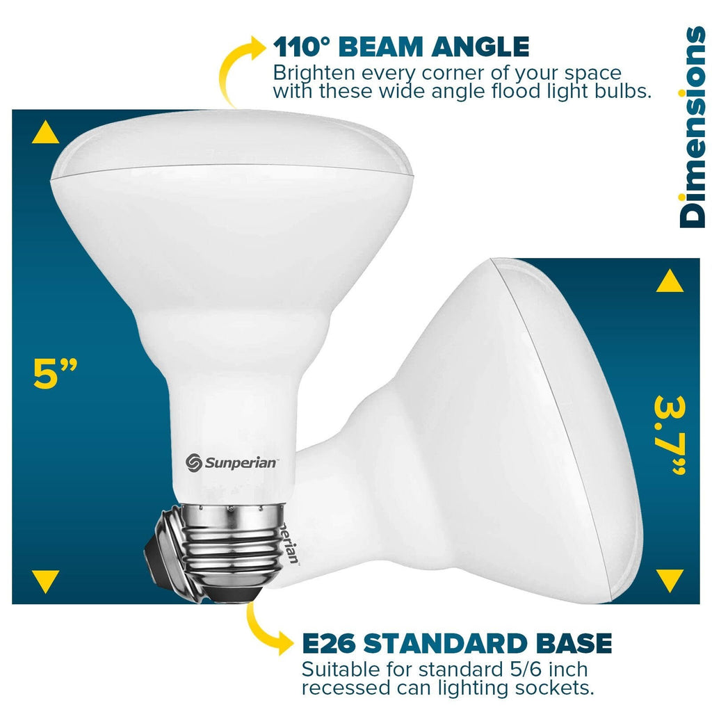 12 Pack BR30 LED Flood Bulb 8.5W 800lm Dimmable E26 Base 6500K U7385