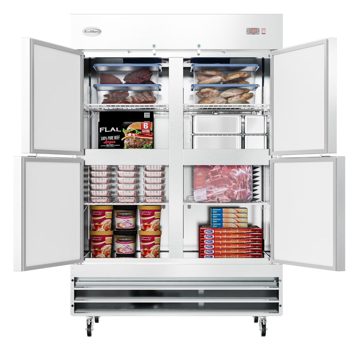 54 in. Commercial Stainless Steel Solid Half Door Reach-In Freezer, 47 cu. ft. M976