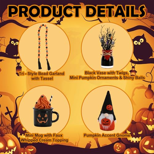 Halloween Decorations and Wooden Two Tiered Tray Stand G20869