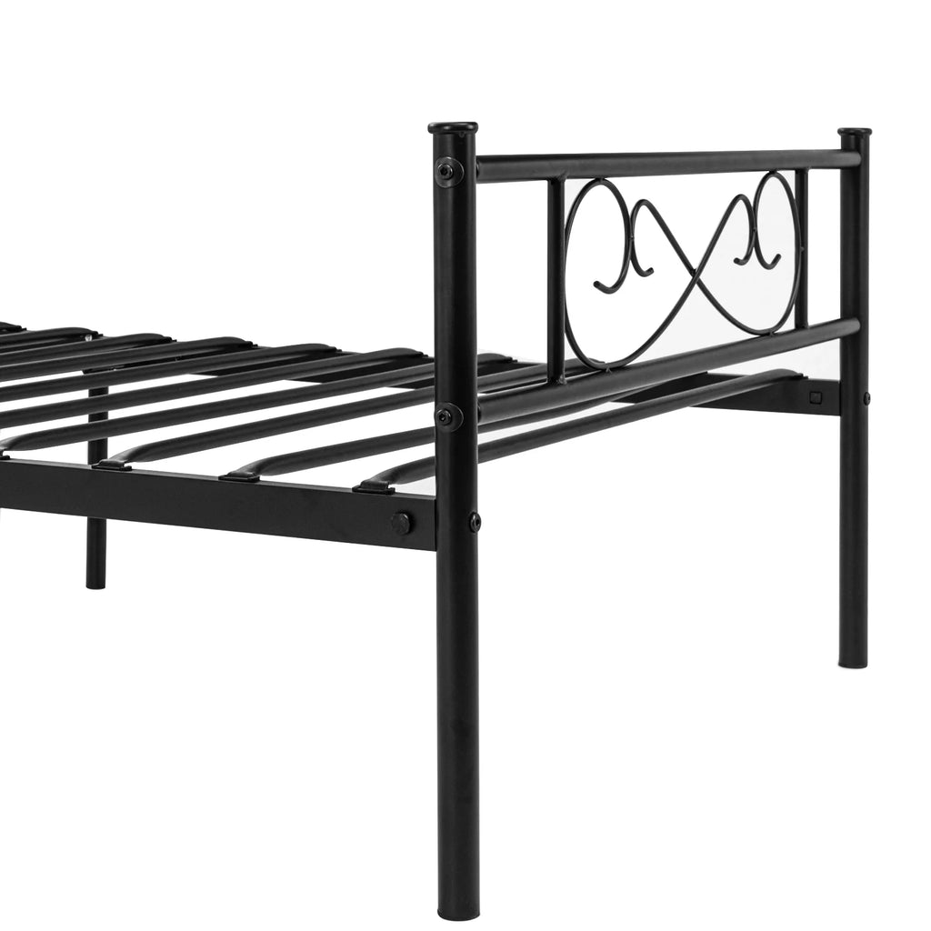 White 12 inch Twin Size Metal Platform Bed Frame with Headboard G7718
