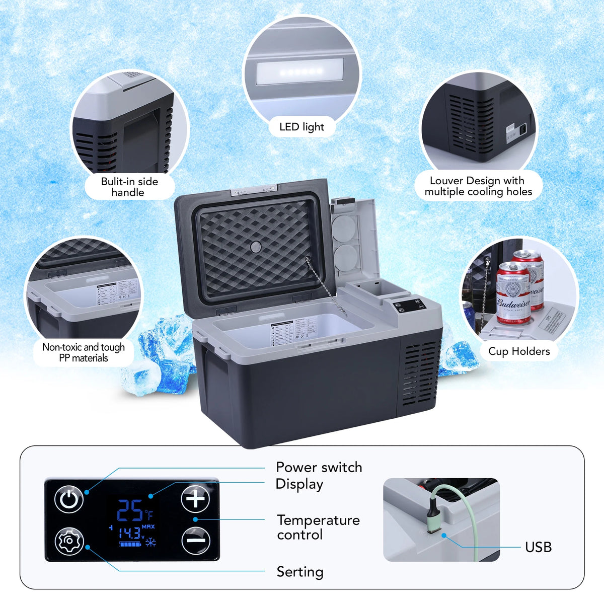 12 Volt 21 Quart Car Refrigerator Electric Cooler X801